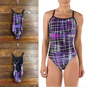 Speedo Woman Swimsuit One Piece Keyhole Flyback Size 26